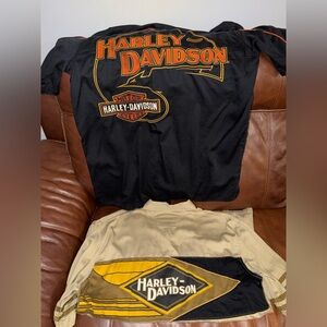 Vintage Harley-Davidson Black & Tan Short Sleeve Button Ups (2)